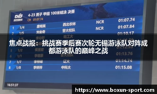 焦点战报：挑战赛季后赛次轮无锡游泳队对阵成都游泳队的巅峰之战